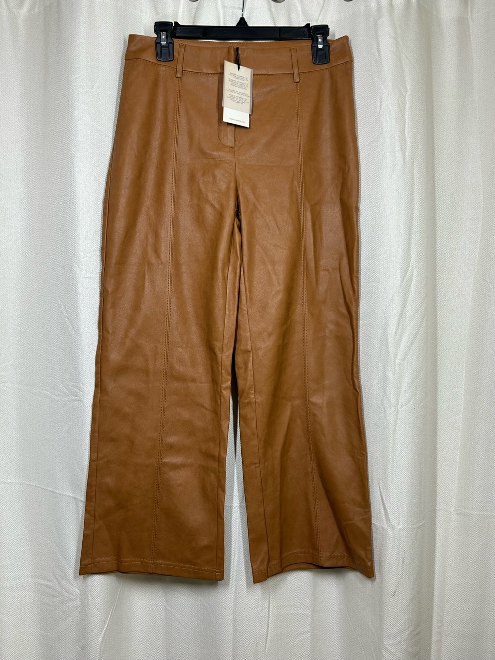 7 For All Mankind Brown Faux Leather Pants New Size Small Wide Leg